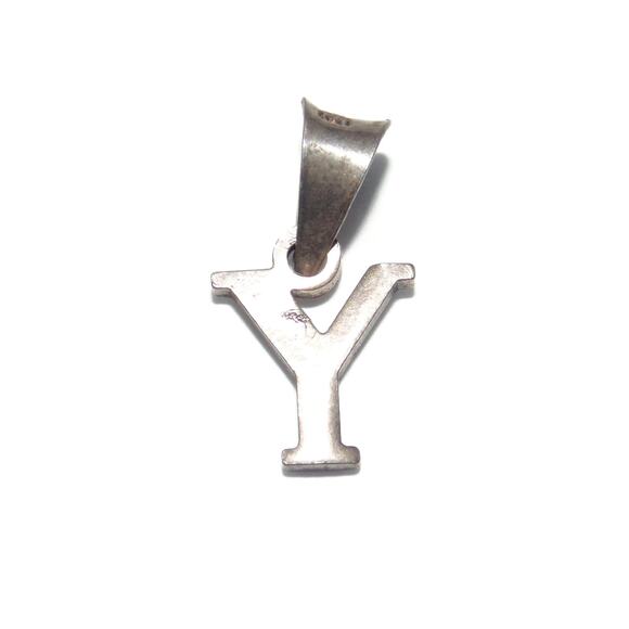 Vintage Sterling Silver Initial Pendant: Letter X or Y Charm - Picture 2 of 3